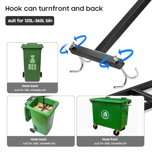 BINGOX Manual Trash Compactor, Waste Recycling Hand Tool for Outdoor Use, Touchless Bin Compactor for 120-660L Wheelie Bins, Iron Compacting Trash Can - Image 5