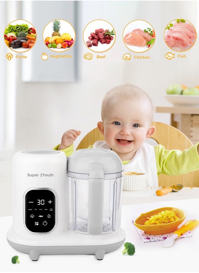 Super ZYouth - 4 in 1 Baby Food Processor, Baby Food Maker with Smart Control, Multifunctional Steaming Blender with Steam Pot, Auto Cooking and Grinding, Warming Milks,  BPA Free - Image 1