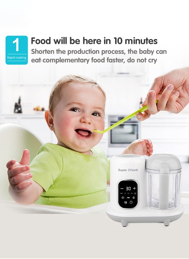 Super ZYouth - 4 in 1 Baby Food Processor, Baby Food Maker with Smart Control, Multifunctional Steaming Blender with Steam Pot, Auto Cooking and Grinding, Warming Milks,  BPA Free - Image 1