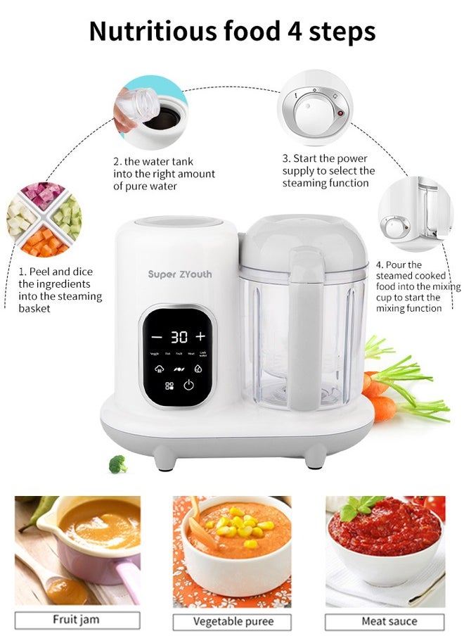 Super ZYouth - 4 in 1 Baby Food Processor, Baby Food Maker with Smart Control, Multifunctional Steaming Blender with Steam Pot, Auto Cooking and Grinding, Warming Milks,  BPA Free - Image 1