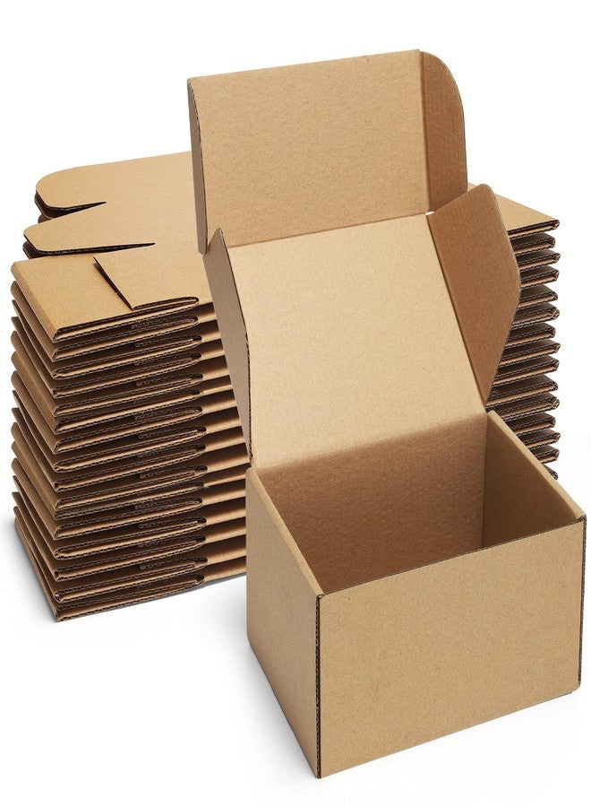 Poever Shipping Boxes 6x4x3 inches Small Mailing Boxes 25 Pack Brown Cardboard Corrugated Box Mailers - Image 1
