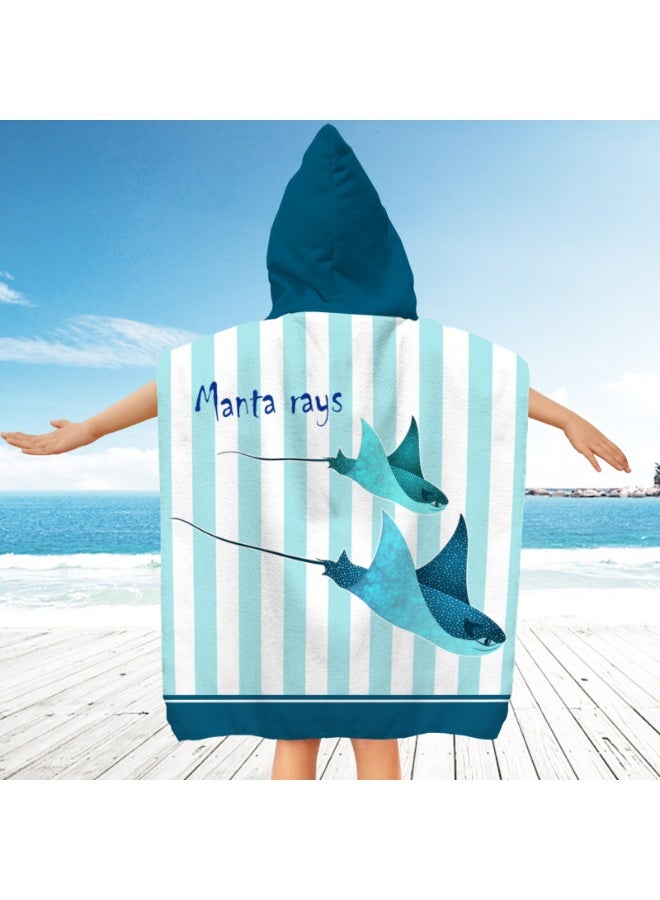 NIBEMINENT Kids Hooded Towel Cape - Microfiber Swim & Beach Bathrobe, Super Absorbent & Quick-Dry Towel for Children (60x60cm)  - Image 1