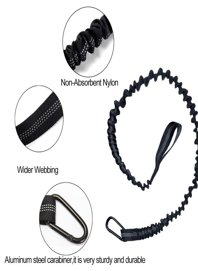 Lvsnro Libingying Paddle Leash Kayak Paddle Holder Tool Lanyard - 2 Pack Stretchable Paddle Strap with Carabiner Secure Leash Lanyard Rope for SUP Kayak Canoe Paddle Fishing Pole Rod (Black-2pcs) - Image 5