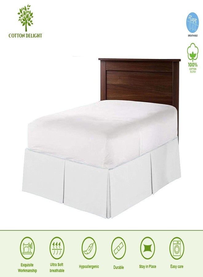 Cotton Delight تنورة سرير قطنية فاخرة مقاس كينج، مصنوعة من مزيج قطني 100%، بتصميم أنيق ومريح. تنورة سرير واحدة مقاس كينج بطول 12 بوصة، لون أبيض سادة. - Image 2