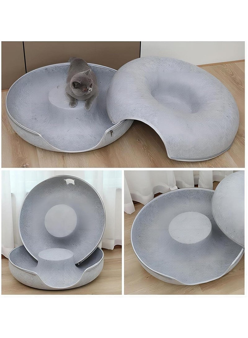 Cool Baby Style Four Seasons Universal Felt Cat Nest Donut Tunnel with Removable, Washable Bed Warm and Cozy Pet Sleeping Spot - Image 3