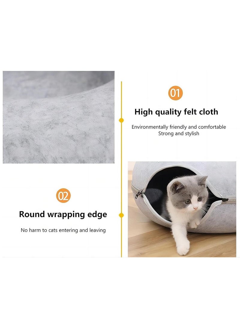 Cool Baby Style Four Seasons Universal Felt Cat Nest Donut Tunnel with Removable, Washable Bed Warm and Cozy Pet Sleeping Spot - Image 2