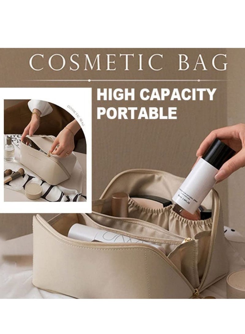MIXDE Large-Capacity Travel Cosmetic Bag | Leather Makeup Bag | Waterproof Portable Cosmetic Bag | Multifunctional Storage Makeup Bag | Travel Cosmetic Bag (Black)  - Image 2