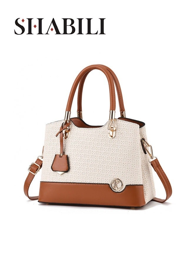 SHABILI Women's Fashion Luxury Shoulder Bags, Ladies Designer Contrast Color Handbag Tote Bags Clutch Bag, PU Leather Crossbody Bag Satchel Bag Beach Bag Carry Bag for College Students and Teenagers - Image 1