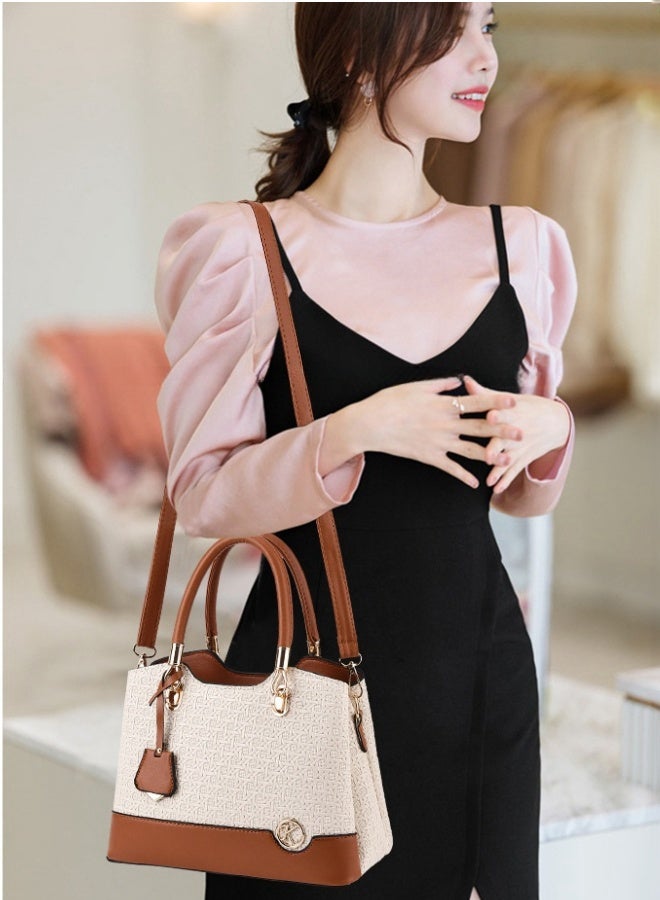 SHABILI Women's Fashion Luxury Shoulder Bags, Ladies Designer Contrast Color Handbag Tote Bags Clutch Bag, PU Leather Crossbody Bag Satchel Bag Beach Bag Carry Bag for College Students and Teenagers - Image 2