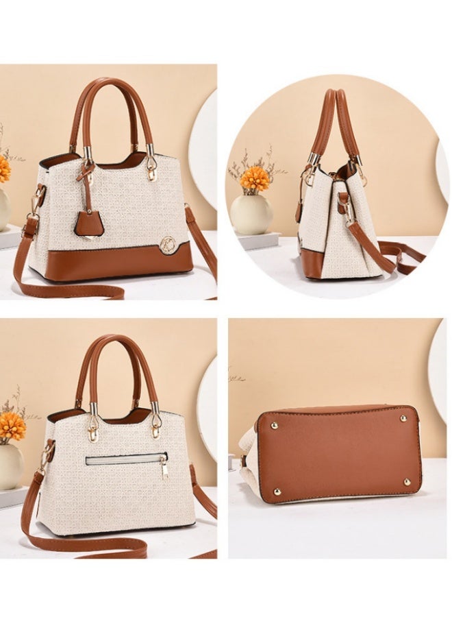 SHABILI Women's Fashion Luxury Shoulder Bags, Ladies Designer Contrast Color Handbag Tote Bags Clutch Bag, PU Leather Crossbody Bag Satchel Bag Beach Bag Carry Bag for College Students and Teenagers - Image 5