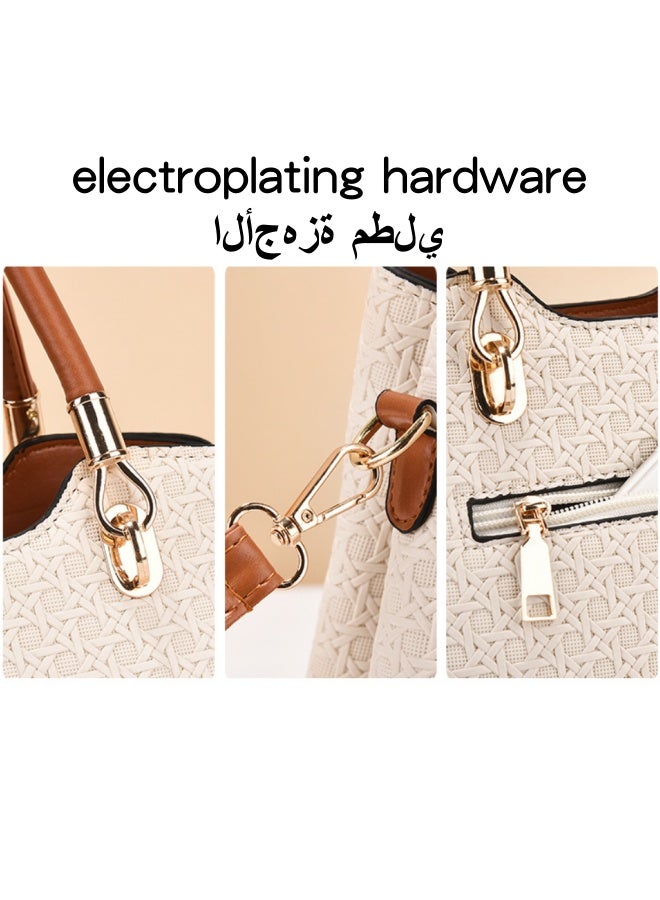 SHABILI Women's Fashion Luxury Shoulder Bags, Ladies Designer Contrast Color Handbag Tote Bags Clutch Bag, PU Leather Crossbody Bag Satchel Bag Beach Bag Carry Bag for College Students and Teenagers - Image 3