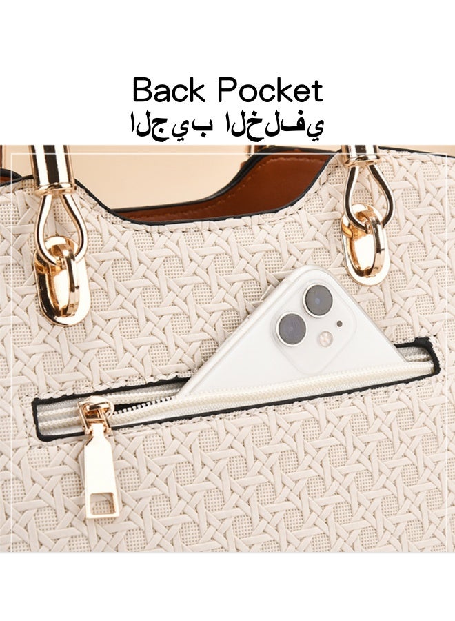 SHABILI Women's Fashion Luxury Shoulder Bags, Ladies Designer Contrast Color Handbag Tote Bags Clutch Bag, PU Leather Crossbody Bag Satchel Bag Beach Bag Carry Bag for College Students and Teenagers - Image 4