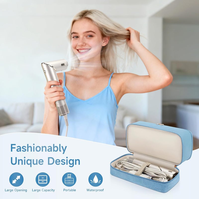 Adworte Multi-use qualified quality Travel Hair Dryer Case for Shark Flexstyle, Double-Layer Carrying Case, Portable Hair Tools Storage Organizer Bag for Shark Beauty Hairdryer Attchments (Misty Blue) Carefully selected material - Image 3