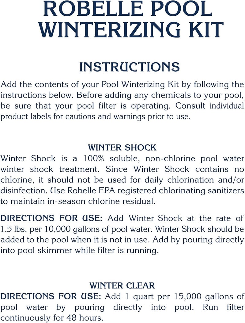 Robelle 10,000 Gallon Dual-Action Winter Kit, Premium Pool Closing Kit, for Pools up to 10,000 Gallons - Image 3