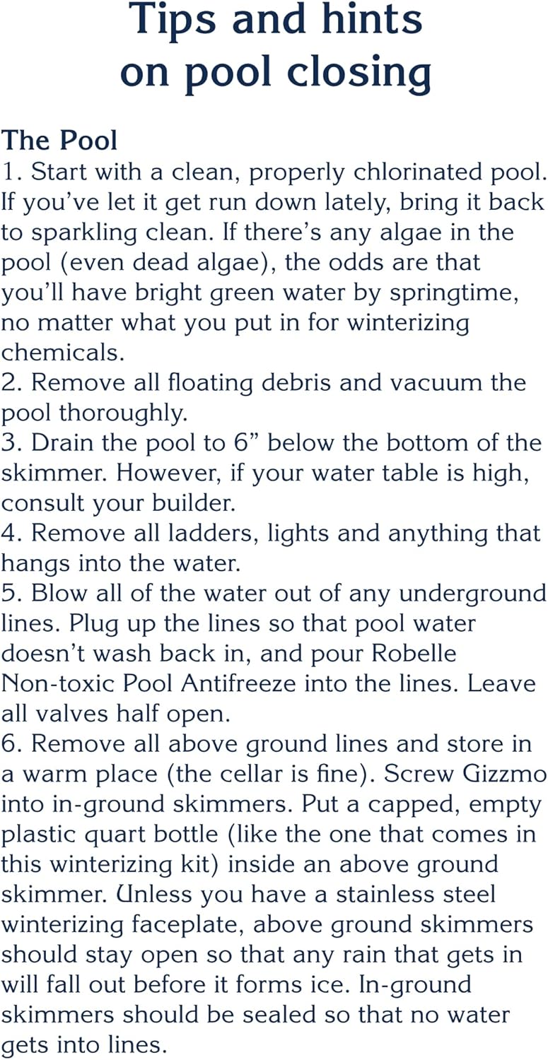 Robelle 10,000 Gallon Dual-Action Winter Kit, Premium Pool Closing Kit, for Pools up to 10,000 Gallons - Image 4