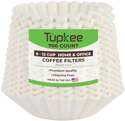 Tupkee Coffee Filters 812 Cups  700 Count Basket Style White Paper Chlorine Free Coffee Filter Made in the USA