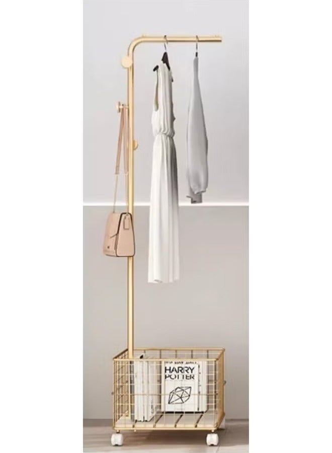 Beauenty Modern Design Metal Clothes Rack and Rack with Storage Basket - Multi-Use Mobile Clothes Organizer  1PCS - Image 2