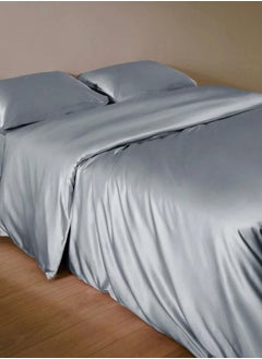 LUNA Home Silky satin king size 6-piece bedding set, silver color.  - Image 3