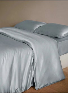 LUNA Home Silky satin king size 6-piece bedding set, silver color.  - Image 4