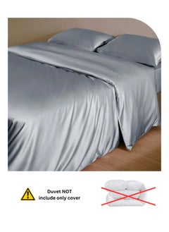 LUNA Home Silky satin king size 6-piece bedding set, silver color.  - Image 5