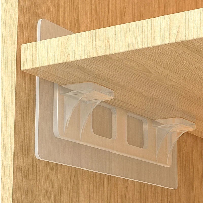 2pcs Adhesive Shelf Support Hooks Drill-free Closet Cabinet Shoe Shelf Support Clips Heavy Duty Storage Partition Plate Holder - Image 1