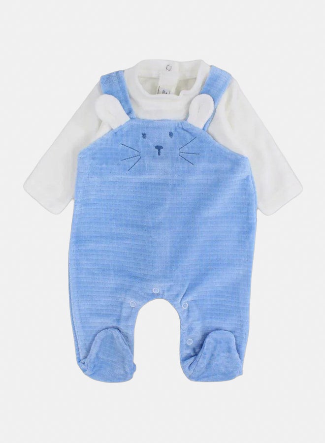 Baby Boys Velvet Baby Footie – Bunny Design - Image 1