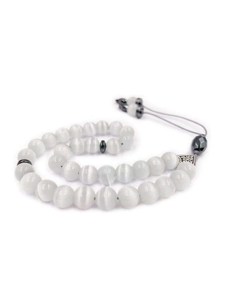 REBUY REBUY Selenite Natural Gemstone Islamic Prayer 33 Beads Tasbih  - Image 1