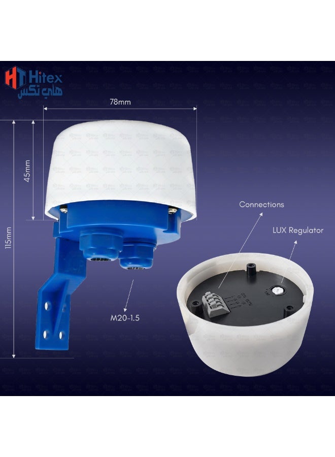 Hitex Giffex Light Sensor | Dusk to Dawn Photocell Switch | Automatic Day/Night Lighting Control | 220-240V AC Photoelectric Switch for Outdoor Lights, Street Lamps, Garden & Security Lighting (25 A) - Image 5