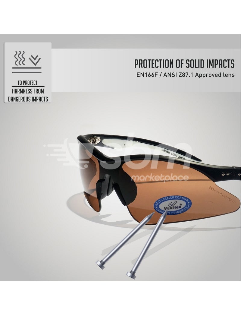 Vaultex V01 Anti Scratch Safety Spectacle, Brown Lens  - Image 3