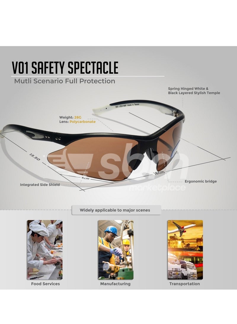 Vaultex V01 Anti Scratch Safety Spectacle, Brown Lens  - Image 4