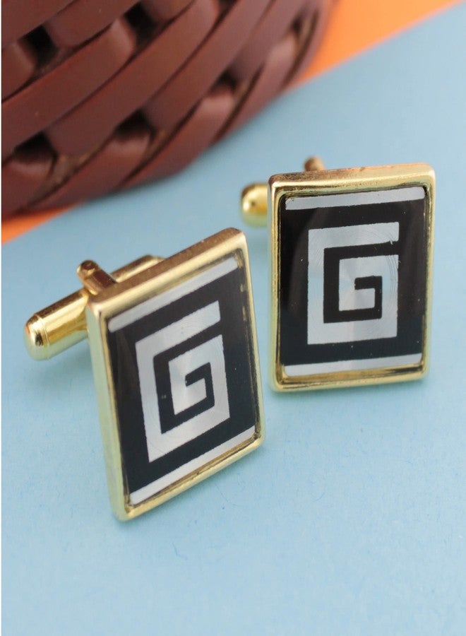 Kavove The Maze Battle Black & Golden Cufflink For Men - Image 4
