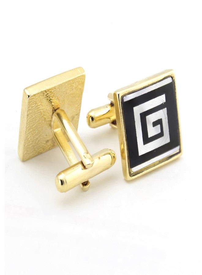 Kavove The Maze Battle Black & Golden Cufflink For Men - Image 2