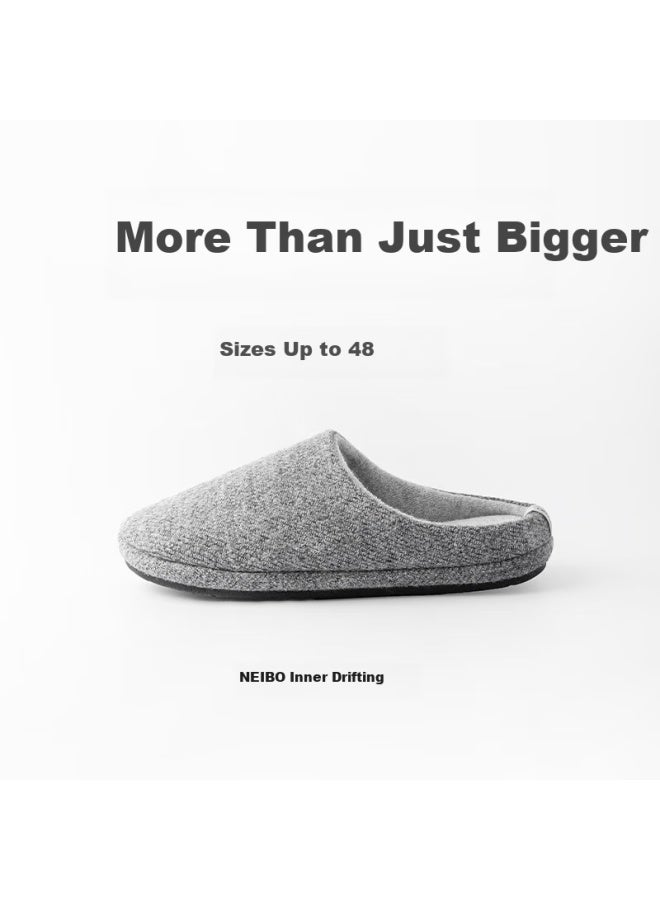 Neibo Latex Cotton Slippers Men Winter Oversized Women Indoor Home Shoes Anti-slip Anti-odor Rubber Soft Bottom Wool Grey Size 40 - Image 3