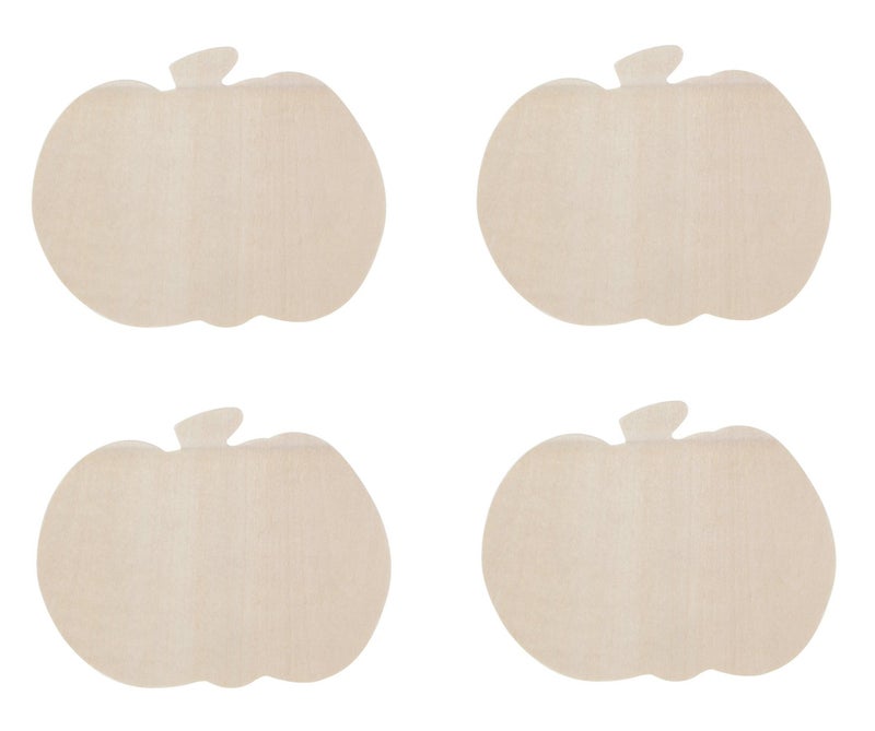 Daisy Crafts Natural Wood Unpainted Halloween Arts and Crafts Cutout - Pumpkin - 4 Count - Image 1