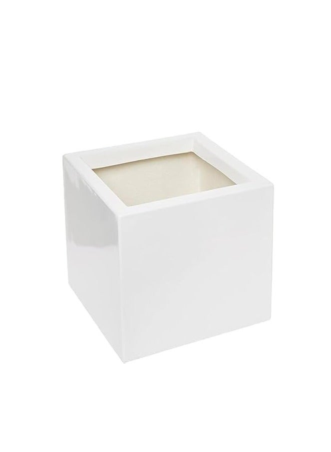 Generic GRP Fiberglass Square White Pot 40x40x40cm (LWH) for Plants and Flower White Color Planter for indoor and Outdoor 