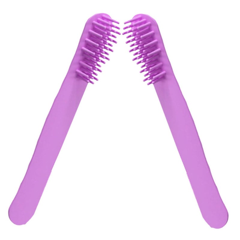 ABOOFAN 2pcs Purple Silicone Hair Comb Set for Styling and Dandruff Removal, Wristband Slap Bracelet Design, Small Foldable Side Combs for Women’s Curly and Textured Hair - Image 1