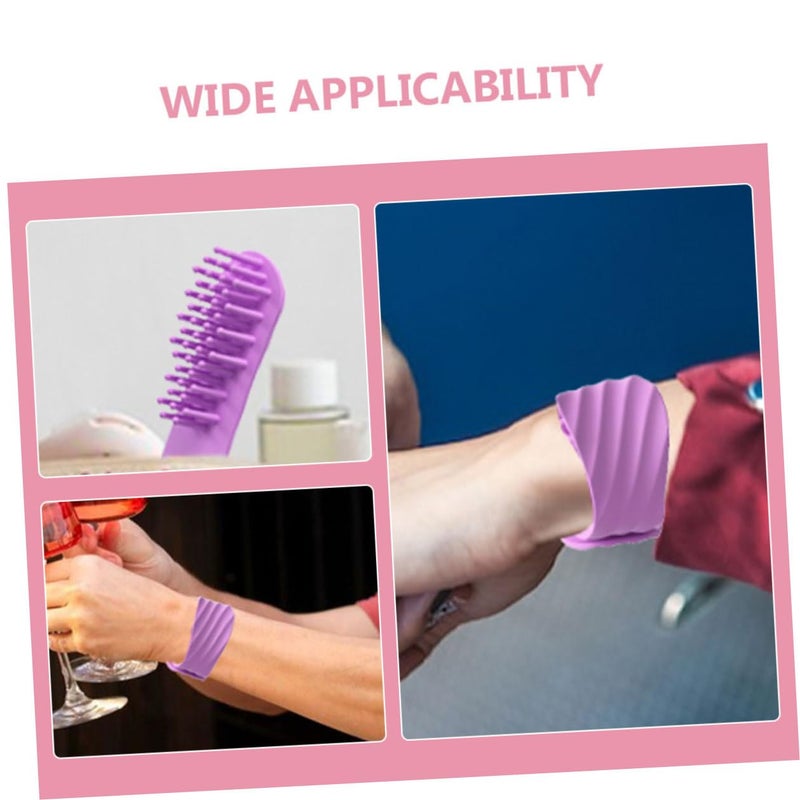 ABOOFAN 2pcs Purple Silicone Hair Comb Set for Styling and Dandruff Removal, Wristband Slap Bracelet Design, Small Foldable Side Combs for Women’s Curly and Textured Hair - Image 3