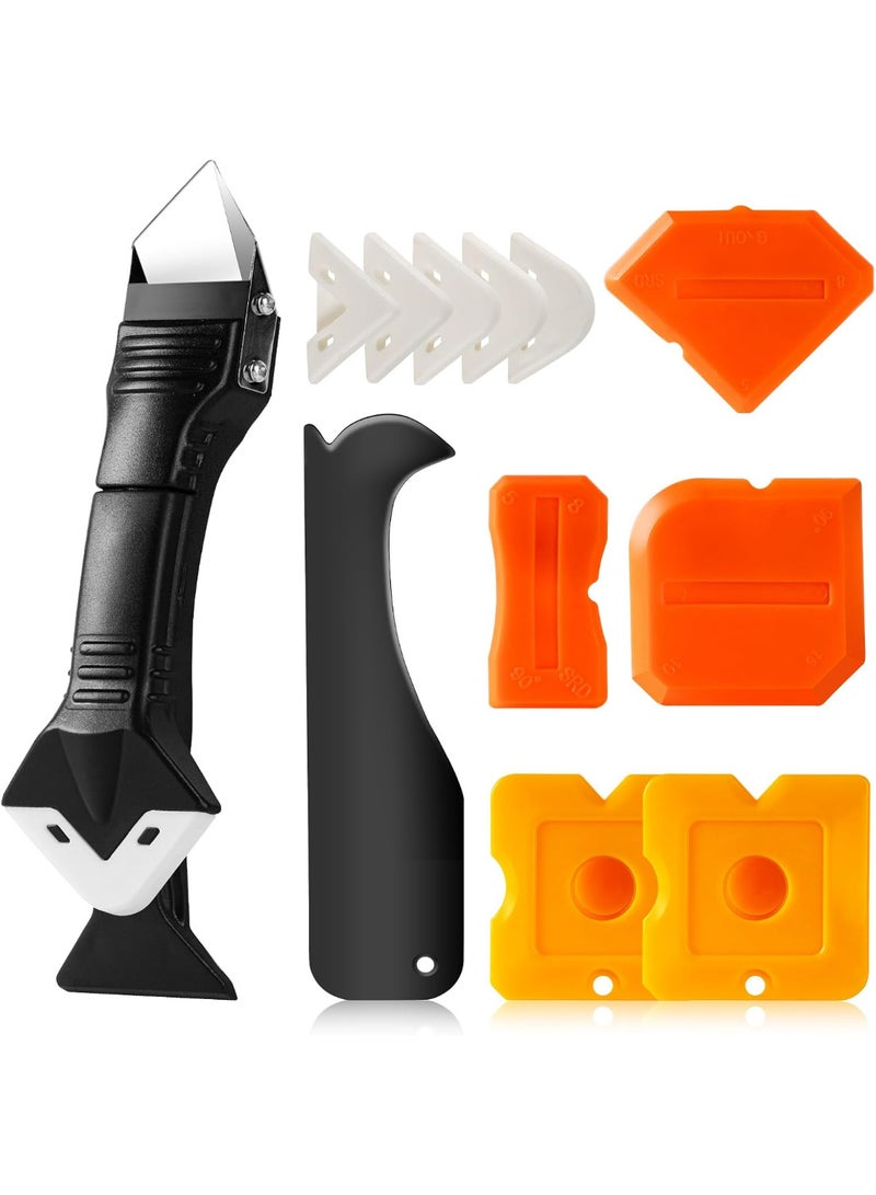 Bincoo Caulking Tool 3 in 1 Silicone Caulking Tools, Glass Glue Angle Scraper, Caulking Nozzle Applicator Finishing Tool Set Kit Sealant Caulk Grout Remover Scraper, 12pack - Image 1