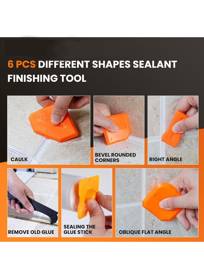 Bincoo Caulking Tool 3 in 1 Silicone Caulking Tools, Glass Glue Angle Scraper, Caulking Nozzle Applicator Finishing Tool Set Kit Sealant Caulk Grout Remover Scraper, 12pack - Image 2