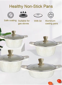 X spring 10-Piece Kitchen Cookware set, Casserole Set And Frying Pan With Non Stick Cookware sets ,Finish Glass lid PFOA-Free  20-24-28-32 cm (Deep Stockpot) + 28 cm (deep Frying Pan)（White）  - Image 5