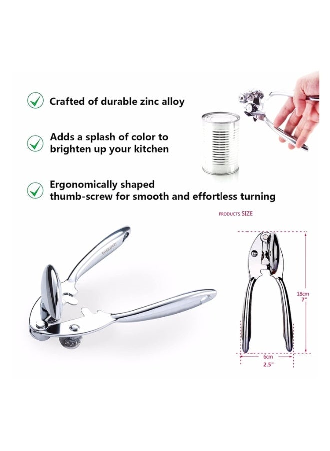 Shengya Top Choice Manual Can Opener, Heavy-Duty Zinc Alloy with Chrome Finish - Image 3