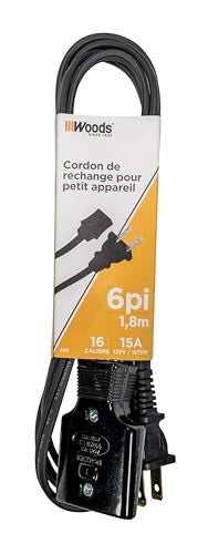 Woods 0290 HPN Appliance Cord; 6-Foot; Black - Image 1