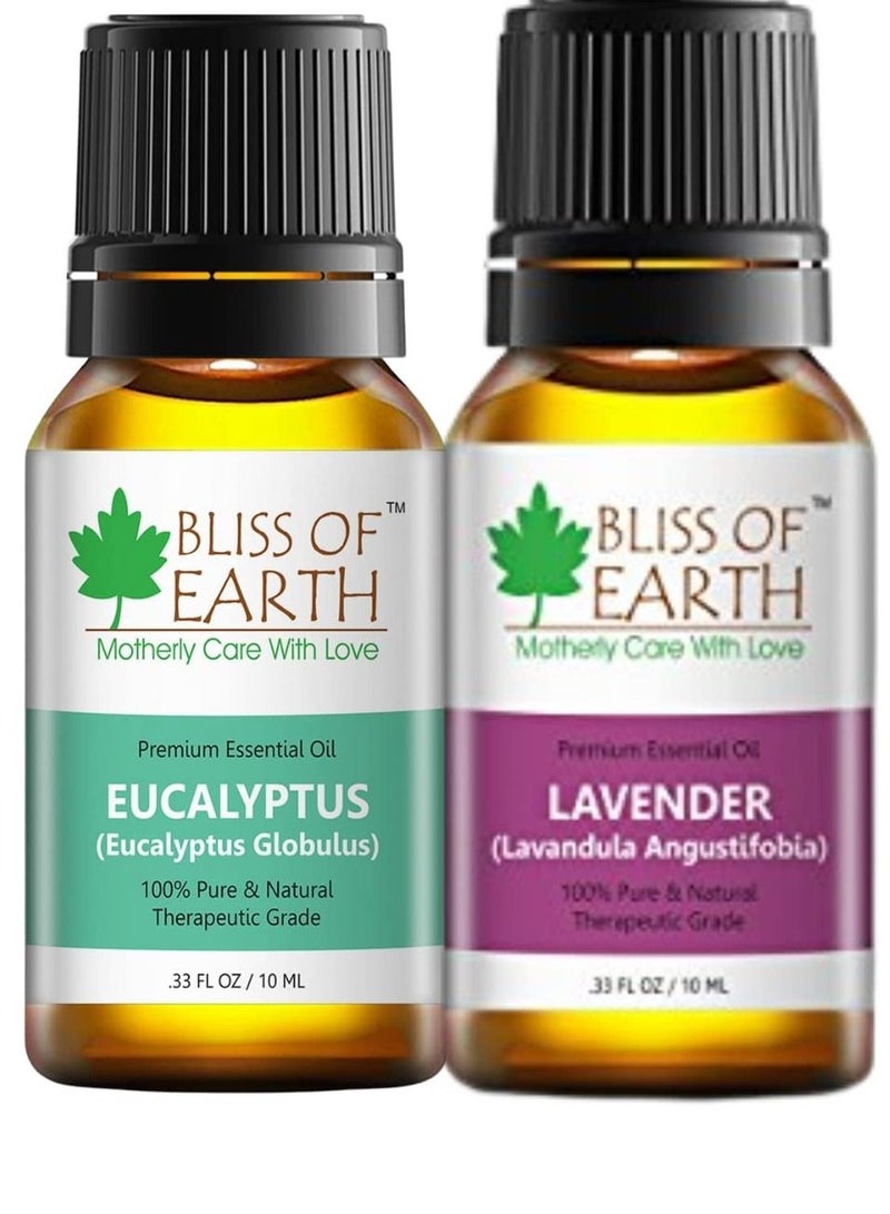 BLISS OF EARTH Bliss of Earth Eucalyptus & Lavender Organic Essential Oils Combo 10ml for Mosquito & Bug Repelling Pack of 2 - Image 1