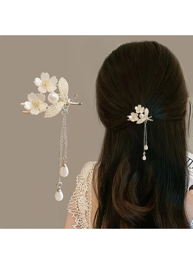 Goolsky Elegant Lily of The Valley Floral Hair Clip with Imitation Pearls, Zinc Alloy Hair Accessory for Girls, Versatile All-Season Hair Pin for Daily Wear And Special Occasions, Ideal Gift for Girls Over 15 - 1pc - Image 1
