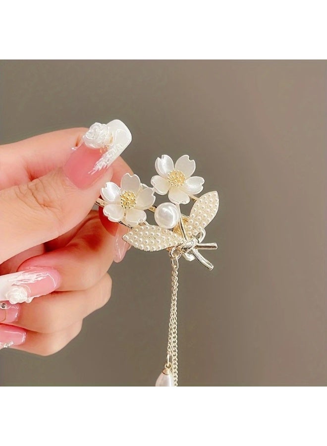 Goolsky Elegant Lily of The Valley Floral Hair Clip with Imitation Pearls, Zinc Alloy Hair Accessory for Girls, Versatile All-Season Hair Pin for Daily Wear And Special Occasions, Ideal Gift for Girls Over 15 - 1pc - Image 3