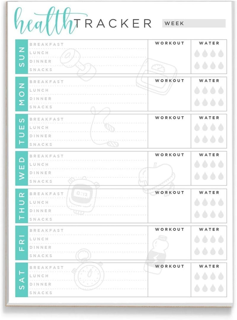 Tiny Expressions - Food and Fitness Journal Notepad with 55 Tear-Off Pages (8.5" x 11") - Health and Wellness Tracker for Diet, Exercise, and Weight Loss - Daily & Weekly Planner Pad for Men & Women - Image 1