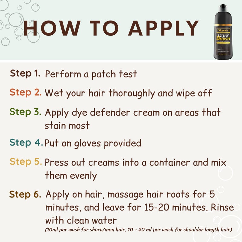 KILOMETS Dark Brown Hair Color Dye Shampoo, 400ml - 100% Grey Coverage in Minutes, Ammonia Free - Gray Silver Hair Dye Shampoo - Image 5