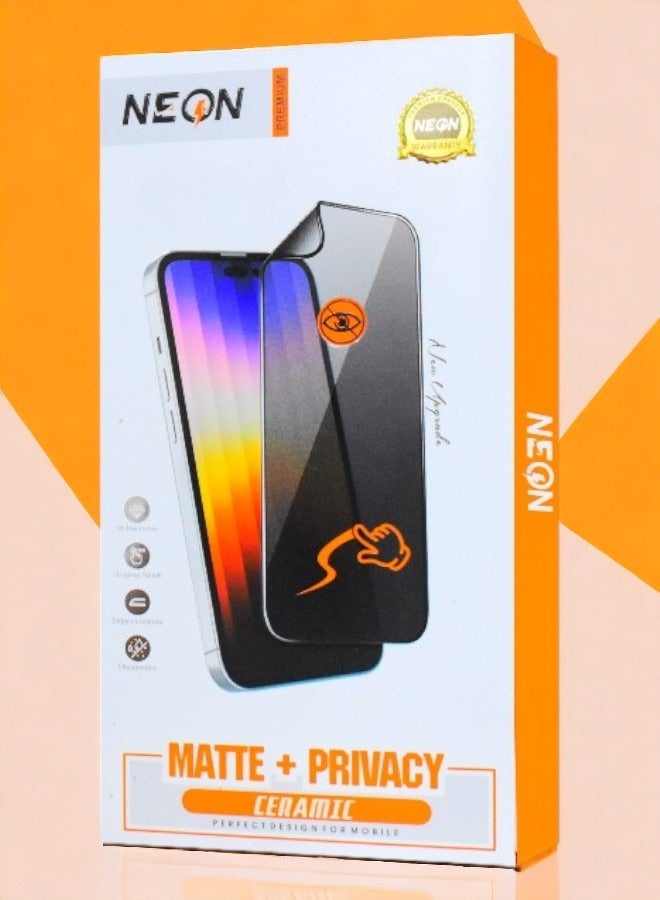 نيون  واقي شاشة سيراميك HD مضاد للتجسس لـ آيفون 15 برو ماكس (iPhone 15 Pro Max) لحماية الخصوصية (ضد البصمة) من Neon, حماية قصوى للشاشة من الخدوش والكسر - Image 5