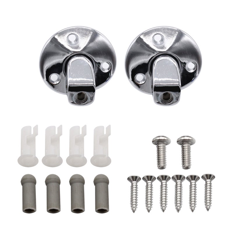 One Pair Sunvisor Support Brackets Kit Chrome with Screws Bushing - Image 1