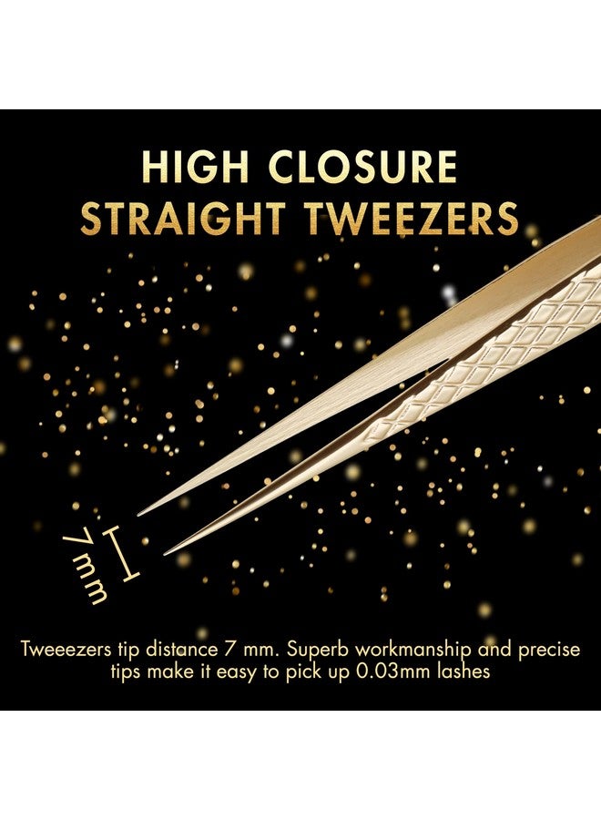 ميوفيو ملقط تمديد الرموش المستقيم ملقط عزل تمديد الرموش الذهبي الدقيق لتطعيم تمديد الرموش - Image 1
